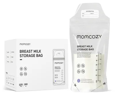 Produktbild von Momcozy Aufbewahrungsbeutel für Muttermilch mit Temperaturmessung - 1 Packung à 50 Beutel Verpackungseinheit (VPE): 1 Packung à 50 Beutel