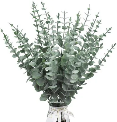 Produktbild von Kunststoff-Eukalyptus-Blätter Dekoration 50 Stück grün