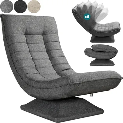 Produktbild von CASARIA® Bodenstuhl verstellbare Rückenlehne 360° Drehbar Klappbar 150kg Belastbarkeit 60x105x87cm Gepolstert Wohnzimmer Gaming Relax Boden Sessel Grau