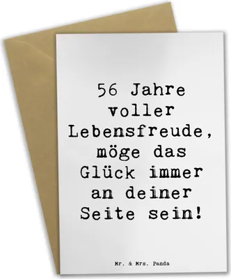 Produktbild von Mr. & Mrs. Panda Grußkarte Spruch 56. Geburtstag - Weiß - Geschenk, Glückwünsche, hochzeitskarten, Liebe, einladungskarten, Glückwunsch, Happy Birthday, vatertagskarte