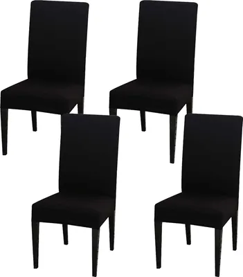 Produktbild von STILVORA Stuhlhussen 4er Set, Elastisch, Stuhlbezug, Universal, Esszimmer, Hochzeit, Party, Modern, Schützend & Pflegeleicht, Schwarz