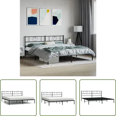 Produktbild von The Living Store Bettgestell mit Kopfteil Metall Schwarz 183x213 cm