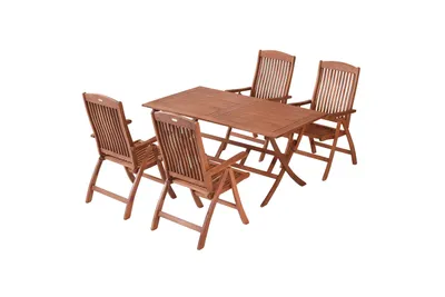 Produktbild von Merxx Maracaibo Gartenmöbel Set 5tlg., 4 Klappsessel, Klapptisch 160 x 90 cm - Eukalyptus
