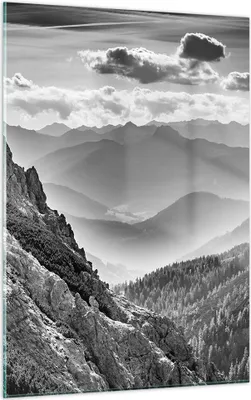 Produktbild von Bilder auf glas - Einteilig - Schwarzweiß Landschaft Berge - 50x70cm - Glasbilder - Wandbilder - Bilder - Wanddekoration aus Glas - Glas Bilder - Wandbild auf Glas - GPA50x70-4560
