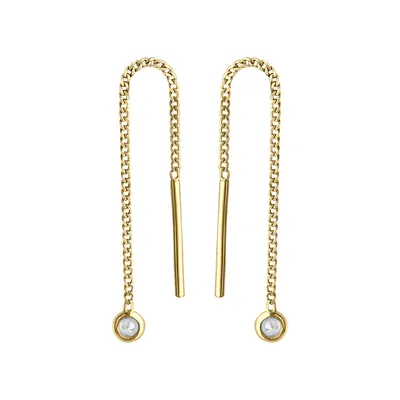 Produktbild von V Durchzieh-Ohrringe 333/- Gold 5,5cm gelb Zirkonia weiß 371330556
