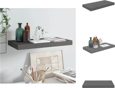Obrázek produktu pro vidaXL Plovoucí police vysoký lesk šedá 50x23x3,8 cm MDF - Nástěnné police