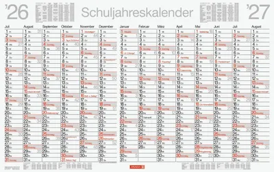 Produktbild von Schuljahreskalender 2026/2027 abwischbar | 750×470 mm