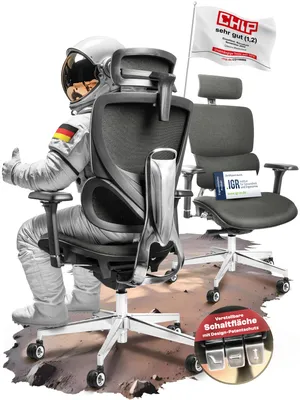 Produktbild von CLOUVOU MasterSeat Grau Bürostuhl, Schreibtischstuhl, ergonomisch, Chefsessel für Arbeitszimmer, QuantumFlex-Gewebe, Ergonomic Chair, Drehstuhl 150 kg