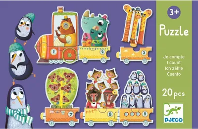 Image de DJECO Puzzle Train avec animaux et chiffres 20 pièces 125461