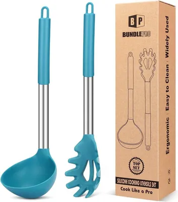 Image de Set de fourchette et cuillère à pâtes en silicone Ustensiles de cuisine antiadhésifs