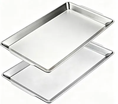Servierplatte Edelstahl 2er Set, rechteckig, 40x24 cm