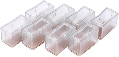 Produktbild von Famanu Stuhlbeinkappen 8 Stück - Rechteckige Schutzkappen für Stuhlbeine - Transparent