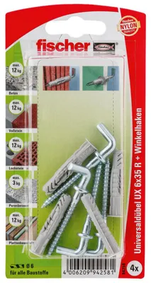 Produktbild von Universaldübel D6xL35mm m.Kragen u.Winkelhaken FISCHER