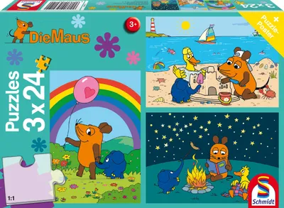 Produktbild von 3 x 24 Teile Schmidt Spiele Kinder Puzzle Die Maus Gute Freunde 56212
