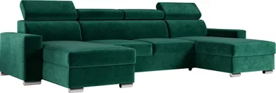 Produktbild von MKS MEBLE Ecksofa mit Schlaffunktion und Bettkasten, Wohnlandschaft U-form, Sofa mit Schlaffunktion - FOX-U - Dunkelgrün