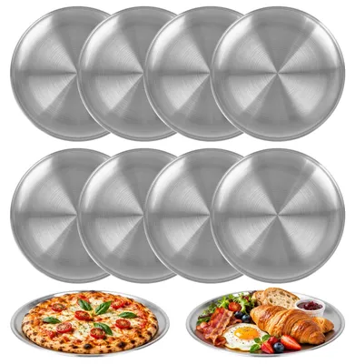 Edelstahlteller Ø 20 cm, Set mit 10 Tellern, Campinggeschirr