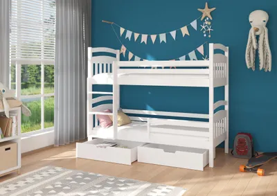 Obrázek produktu pro Patrová postel s úložným prostorem 90x200 HEMNIA - bílá
