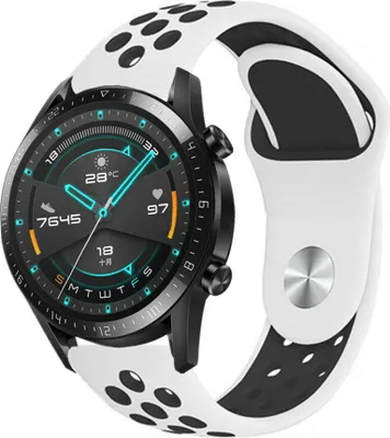 Produktbild von Strap-it Huawei Watch GT 2 Sportarmband (Weiß/Schwarz)