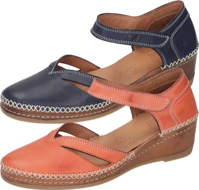 Produktbild von Manitu Damen Sandalen Sandaletten Leder Keilabsatz 910005, Größe:39 EU, Farbe:Blau