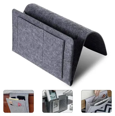 Produktbild von Betttasche - Nachttischtasche - Bett- und Sofa-Organizer - 42x21cm - Sofa-Organizer - Armlehnen-Organizer - für Sofa, Bett oder Sessel – Grau