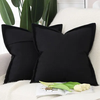 Produktbild von Kissenbezüge Imitationsleinen Schwarz 60x60 cm 2er Set