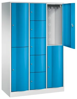 Produktbild von Großraum-Wertfachschrank mit Spezialtüren, 9 Abteile, BxTxH 1150x540x1950 mm, RAL 7035/5012