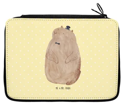 Produktbild von Mr. & Mrs. Panda Federmäppchen Murmeltier - Gelb Pastell - Geschenk, Freundlichkeit, Anstand, Schlampermäppchen, Respekt, Etui, Knigge, Fröhlichkeit, Federtasche