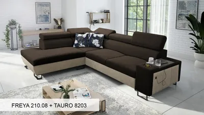 Produktbild von Moderne Eckcouch Ecksofa L-Form MELODIE VII - BRAUN FREYA 210.08 + TAURO 8203 links/rechts
