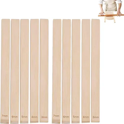 Produktbild von Teigroller, 10 Holzführungsstäbe, 3 bis 7 mm, für Tonprojekte