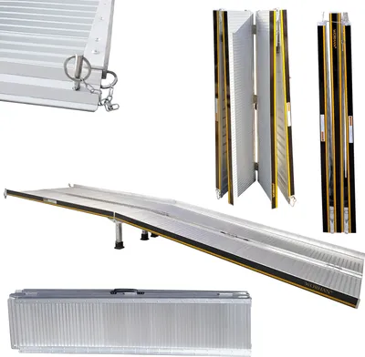 Produktbild von WORHAN Rollstuhl Rampe klappbar 272kg faltbar Rollstuhlrampe Mobil Aluminium Große Auswahl R10
