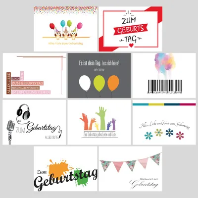Image de Cartes postales d'anniversaire PRICARO "Motif 1", A6, 20 pièces