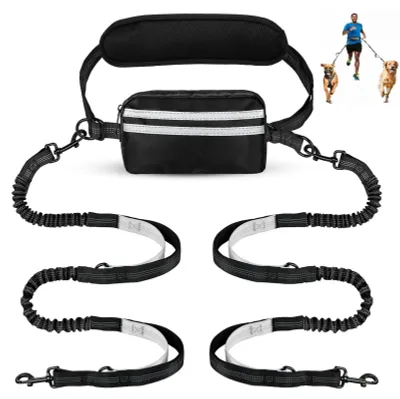 Productafbeelding van Handsfree hondenriem voor 2 honden, met dubbele handgrepen
