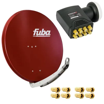 Produktbild von Fuba DAA 850 R Satellitenantenne Aluminium in Rot HDTV 4K DELUXE Octo LNB Sat