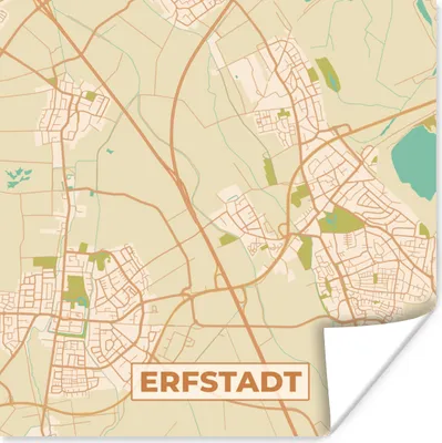 Produktbild von MuchoWow® Poster Erfstadt - Stadtplan - Vintage - Karte 100x100 cm - Babyzimmer