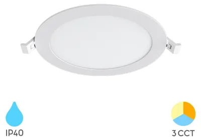 Produktbild von Braytron LED Panel Einbaustrahler 12W Ultraflach 26 mm Rund Warmweiß Neutralweiß Kaltweiß 3CCT 3000K-6500K 1120 lm Ø150 mm Weiß IP40