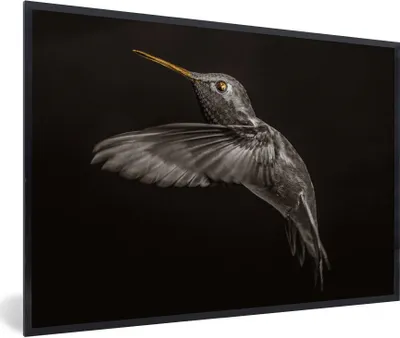 Produktbild von MuchoWow® Gerahmtes Poster Vogel - Schwarz und Gold 90x60 cm - Poster mit Schwarzem Bilderrahmen Wandposter Rahmen Foto Bilder - Fotorahmen - Foto-Plakat