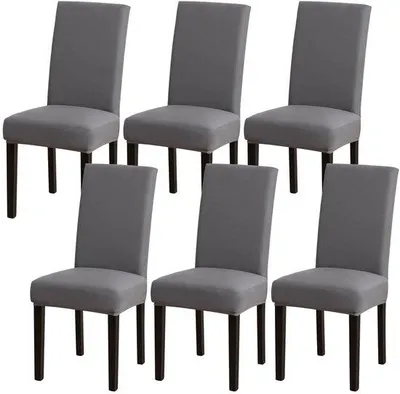 Productafbeelding van Ibenzoa® Stoelhoesjes, set van 6 – elastische polyesterhoezen, geschikt voor een rugleuninghoogte van 48–62 cm en een breedte/zitting van 38–48 cm, machinewasbaar