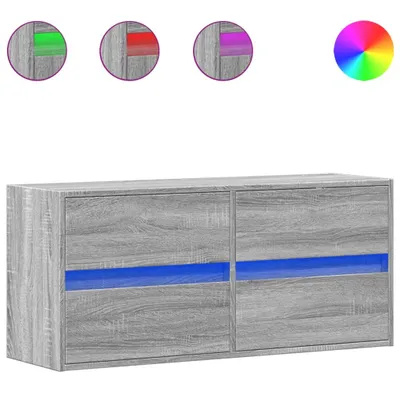 Image de vidaXL Armoire TV murale avec éclairage LED Gris Sonoma 100x31x45 cm