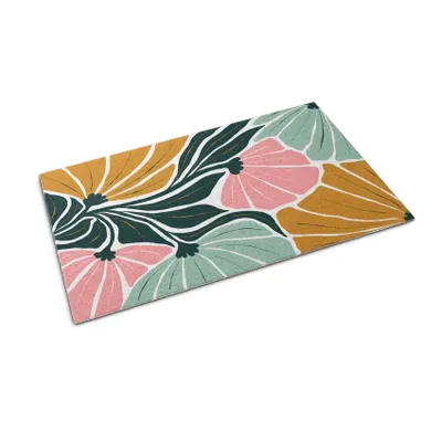 Obrázok produktu pre Rohožka na dvere - Rohož na zachytávanie nečistôt - Nekĺzavá vnútorná vonkajšia rohož - 60x40 cm - Geometrické kvety