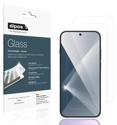 Produktbild von 2x Schutzfolie für Oppo Reno16 Pro - Anti-Shock 9H Folie dipos Glass Kunststoffglas