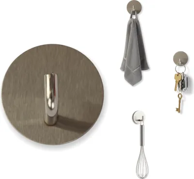 Produktbild von Handtuchhalter ohne Bohren 4,5 cm Durchmesser, Badezimmer Handtuchhalter aus Edelstahl, Wasserfeste Haken für Bad, Haken selbstklebend Handtuchhaken Kleiderbügel, Silber rund, Nicht-invasiv