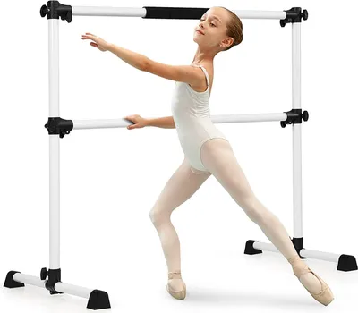 Produktbild von Ballettstange freistehend aus Eisen, Stretch Barre, Doppelte Stange höhenverstellbar, Ballett Barre, für Kinder & Erwachsene, für Professionelle Tanz- und Bewegungstraining