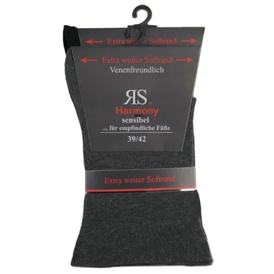 Produktbild von RS Harmony extra weite Gesundheitssocken Schwarz und Anthrazit 2 Paar Gr. 39-42
