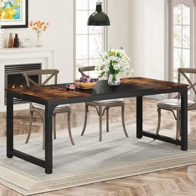 Obrázok produktu pre Jedálenský stôl - 160 x 80 x 75 cm - Stôl do jedálne pre 6-8 osôb - s robustnými kovovými nohami