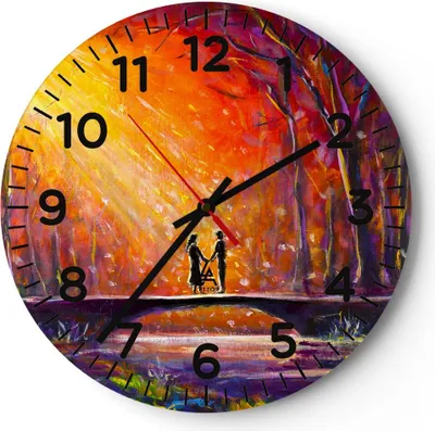 Produktbild von Wanduhr - Rund - Glasuhr - Wald Baum Natur - 40x40cm - Schleichendes Uhrwerk - Lautlos - zum Aufhängen bereit - Dekoration Modern - Wanddekoration aus Glas - C4AR40x40-3965