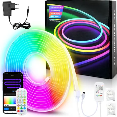 Produktbild von Jopassy NEON LED Streifen Dimmbar 10M, RGBIC Neon LED Strip, App Steuerung und Fernbedienung Timer Musik Sync, mit Alexa und Google Assistant Innen Außen Deko