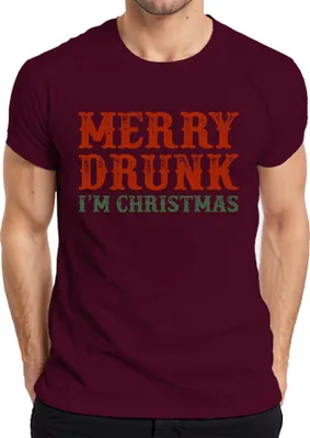 Produktbild von Merry Drunk I'm Christmas - Weihnachten Weihnachtsgeschenk Christmas Herren T-Shirt, Burgundy, M