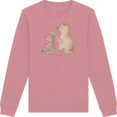 Produktbild von Mr. & Mrs. Panda Baumwoll Pullover Bär Kind Größe XS - Canyon Pink - Geschenk, Pulli, Muttertag, Bio, Mama, Sweater, Familie, Bären, Mutter, Sweatshirt