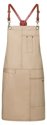 Produktbild von Karlowsky - Herren/Damen Unisex Latzschürze "Urban", Leder LT5713 (80 cm x 68 cm) (Beige)