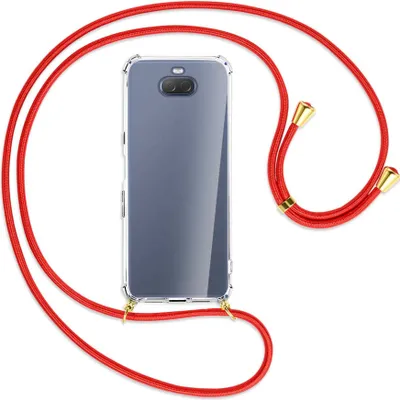 Produktbild von Handykette Backcover-Schutzhülle mit Band (Metall goldfarben) für Sony Xperia 10 - rot